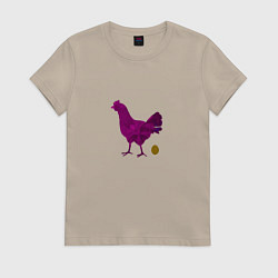Футболка хлопковая женская Курочка Ряба и золотое яичко, цвет: миндальный