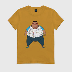 Футболка хлопковая женская Fat Westbrook, цвет: горчичный