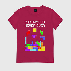Футболка хлопковая женская Tetris - the game is never over, цвет: маджента