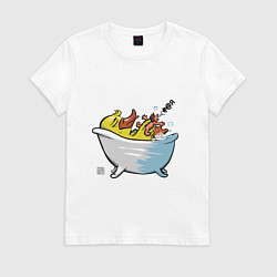 Футболка хлопковая женская Уточка в ванне, цвет: белый