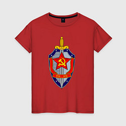 Футболка хлопковая женская ВЧК КГБ, цвет: красный