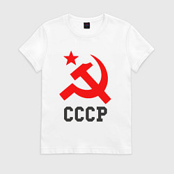 Футболка хлопковая женская СССР стиль, цвет: белый
