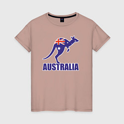 Футболка хлопковая женская Австралийский кенгуру, цвет: пыльно-розовый
