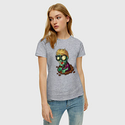 Футболка хлопковая женская Зомби в очках под землёй, цвет: меланж — фото 2
