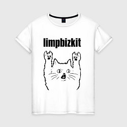 Футболка хлопковая женская Limp Bizkit - rock cat, цвет: белый