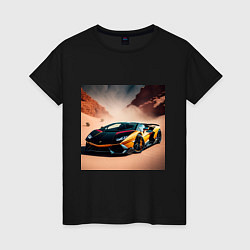 Футболка хлопковая женская Lamborghini Aventador, цвет: черный