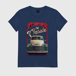 Футболка хлопковая женская Классика автомобиль Chevrolet Thriftmaster, цвет: тёмно-синий