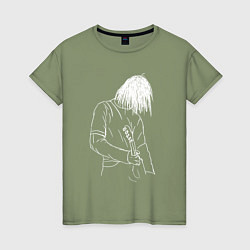 Футболка хлопковая женская Kurt Cobain grunge, цвет: авокадо