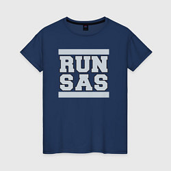 Футболка хлопковая женская Run San Antonio Spurs, цвет: тёмно-синий