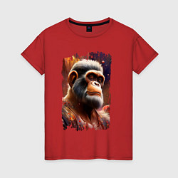 Футболка хлопковая женская Планета обезьян, цвет: красный