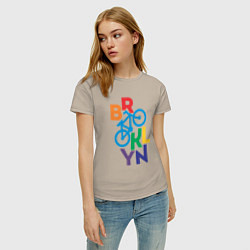 Футболка хлопковая женская Brooklyn bike, цвет: миндальный — фото 2