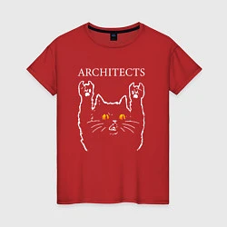 Футболка хлопковая женская Architects rock cat, цвет: красный