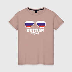 Футболка хлопковая женская Russian, цвет: пыльно-розовый
