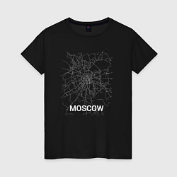 Футболка хлопковая женская Moscow map, цвет: черный