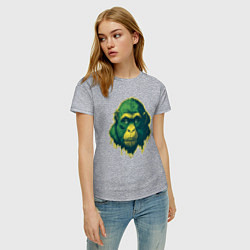 Футболка хлопковая женская Обезьяна голова гориллы, цвет: меланж — фото 2