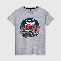 Футболка хлопковая женская Додж Челленджер в круге, цвет: меланж