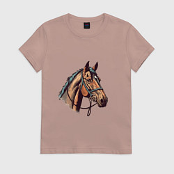 Футболка хлопковая женская Коняка скакуняка, цвет: пыльно-розовый