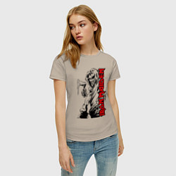 Футболка хлопковая женская Iron maiden fans, цвет: миндальный — фото 2