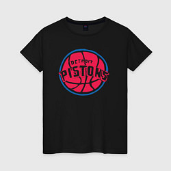 Футболка хлопковая женская Detroit Pistons, цвет: черный