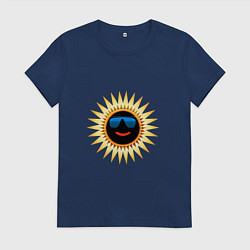 Футболка хлопковая женская Солнце в очках, цвет: тёмно-синий