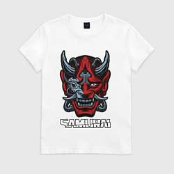 Футболка хлопковая женская Samurai mask, цвет: белый
