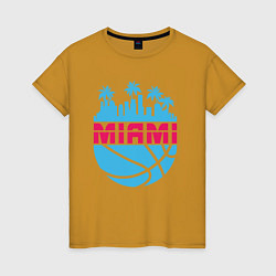 Футболка хлопковая женская Miami city, цвет: горчичный