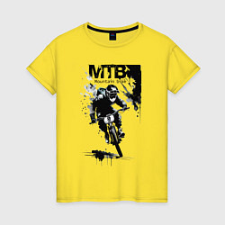 Футболка хлопковая женская Mountain bike - extreme, цвет: желтый