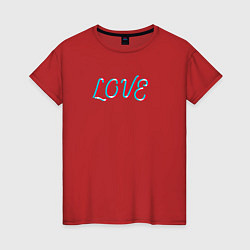 Футболка хлопковая женская Love в стиле неон, цвет: красный
