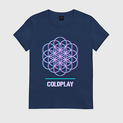 Футболка хлопковая женская Coldplay glitch rock, цвет: тёмно-синий