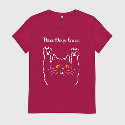 Футболка хлопковая женская Three Days Grace rock cat, цвет: маджента