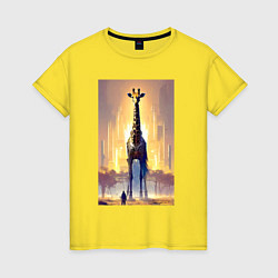 Женская футболка Жираф в большом городе - фантазия - Нью-Йорк