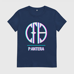 Футболка хлопковая женская Pantera glitch rock, цвет: тёмно-синий