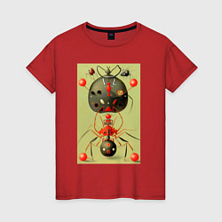 Футболка хлопковая женская Повелитель муравьёв - поп-арт, цвет: красный