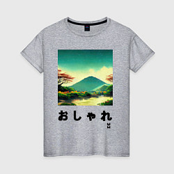 Женская футболка MoMo -Снег над горным оером в японском стиле