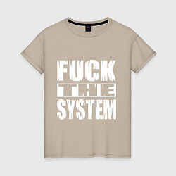 Футболка хлопковая женская SoD - f**k the system, цвет: миндальный