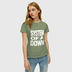Футболка хлопковая женская SoD - System of a Down, цвет: авокадо — фото 2