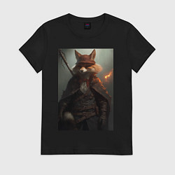 Футболка хлопковая женская Лис авантюрист, цвет: черный