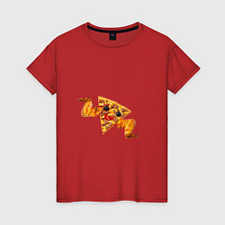 Футболка хлопковая женская Пицца с куринными крылышками, цвет: красный