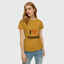 Футболка хлопковая женская I Love Tennis, цвет: горчичный — фото 2