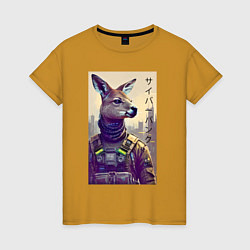 Женская футболка Kangaroo - cyberpunk - neural network