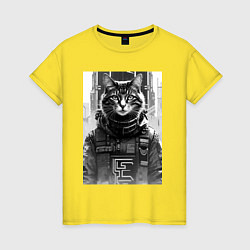 Женская футболка Cool cat - cyberpunk - neural network
