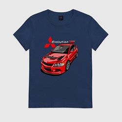 Футболка хлопковая женская Lancer Evolution 8, цвет: тёмно-синий