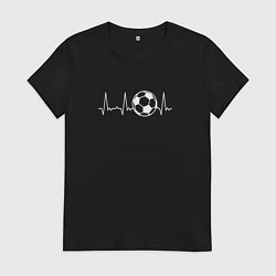 Футболка хлопковая женская Футбол в сердце, цвет: черный