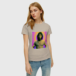 Футболка хлопковая женская Jim Morrison Galo Glitch Art, цвет: миндальный — фото 2