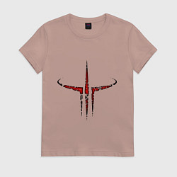 Футболка хлопковая женская Quake III logo, цвет: пыльно-розовый