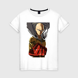 Футболка хлопковая женская Saitama fist, цвет: белый