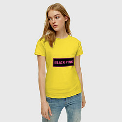 Футболка хлопковая женская Логотип Блек Пинк, цвет: желтый — фото 2