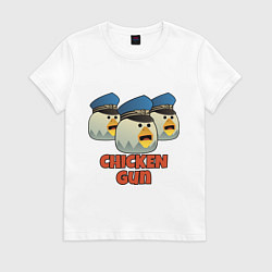 Футболка хлопковая женская Chicken Gun команда синие, цвет: белый