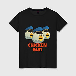Футболка хлопковая женская Chicken Gun команда синие, цвет: черный