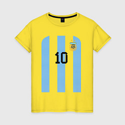 Футболка хлопковая женская Месси сборная Аргентины ЧМ 2022, цвет: желтый